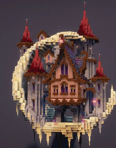 Lunar Palace Decorative Castle Build Minecraft schematic
