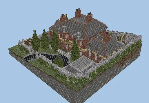 Luxury Brick House 2 Story With Pool Minecraft schematic