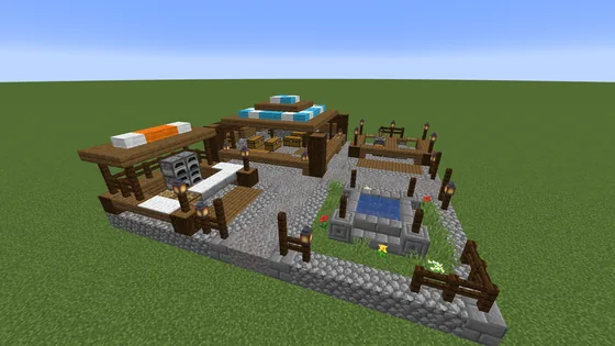 Medieval Fortress Marketplace Structure Minecraft schematic