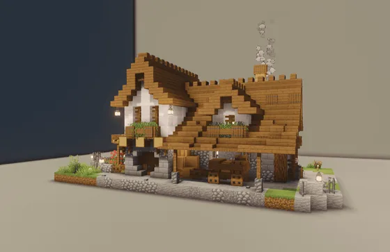 Medieval Style House With Interior Minecraft schematic