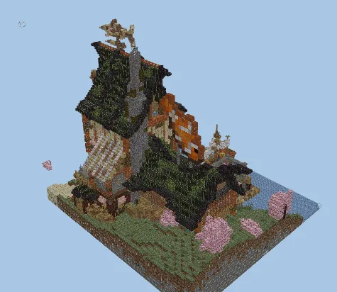 Medieval Sugar Cane Farm With Auto Smelter Minecraft schematic