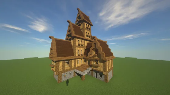 Medieval Oak Log Village House Minecraft schematic