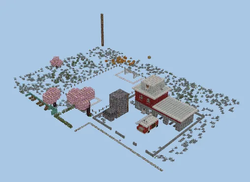 Minecraft Fire Station and Football Field Minecraft schematic