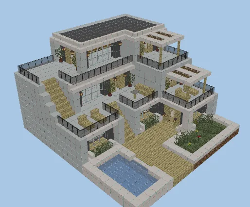 Modern 3-Story House (21x23) Minecraft schematic