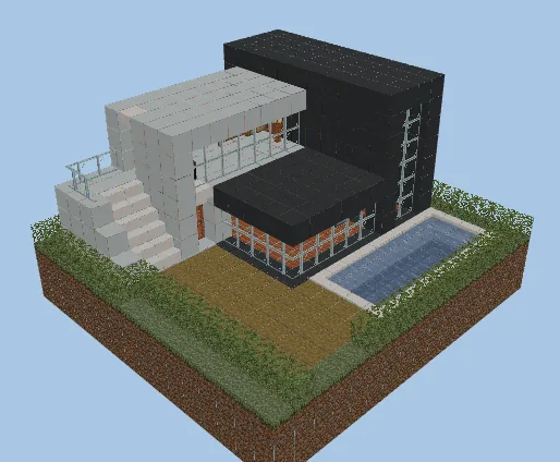 Modern Concrete House With Pool Minecraft schematic