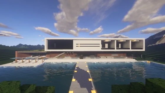 Modern Dirt And Stone House Exterior Minecraft schematic