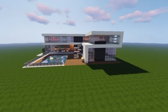 Modern Home With Pool Minecraft schematic