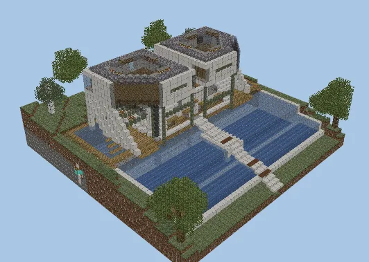 Modern House Exterior Design Minecraft schematic