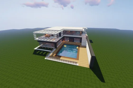 Modern Quartz Home With Pool Minecraft schematic