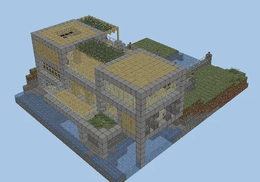 Modern Riverside Stone and Wood House Minecraft schematic preview