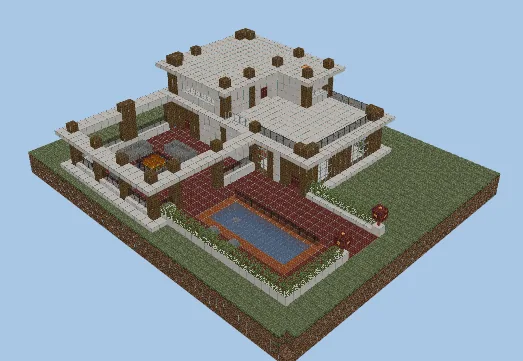 Modern Two-Story House With Pool Minecraft schematic preview