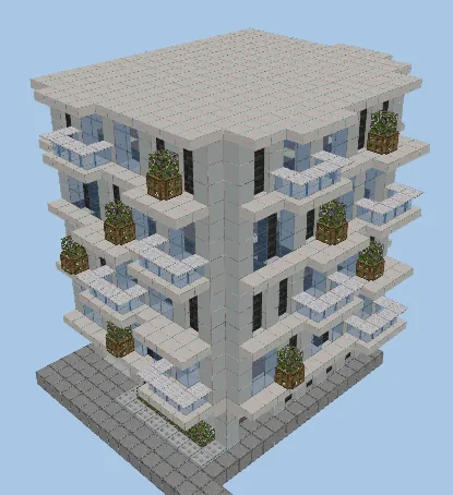 Modern White City Apartment Building Minecraft schematic