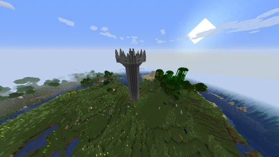 Mossy Cobblestone Tower Minecraft schematic