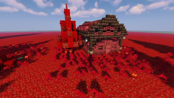 Nether Hoglin Stable Fantasy Build Minecraft schematic
