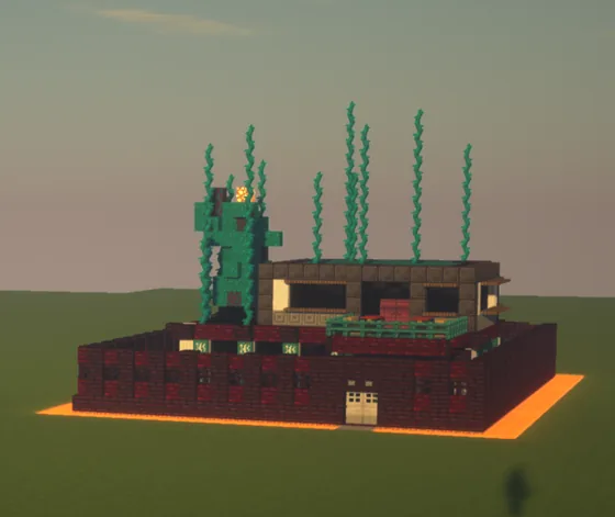 Nether House With Pool And Lava Wall Minecraft schematic