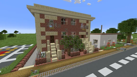 New York Style Townhouses With Pool Minecraft schematic