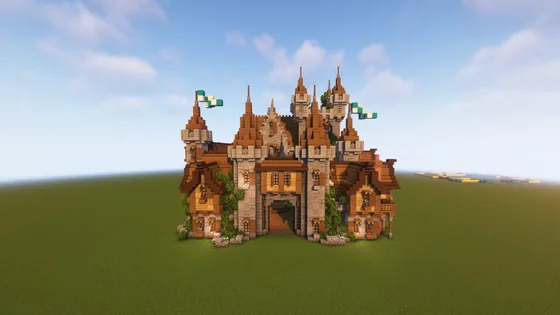 Overgrown Castle With Interior Minecraft schematic