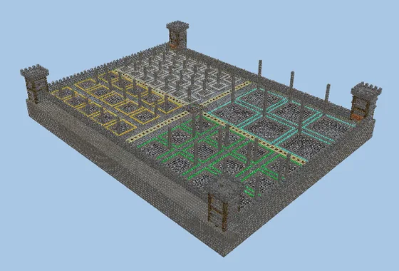 Player Shops Building With 61 Plots Minecraft schematic