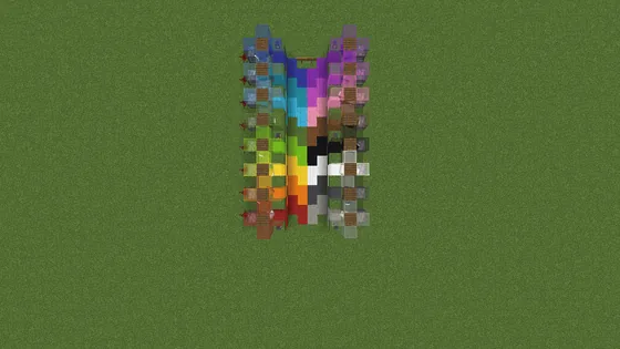 Rainbow Sheep Farm for All Wool Colors Minecraft schematic