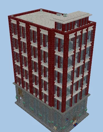 Red Bureaucratic Office Building Minecraft schematic