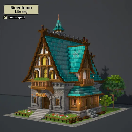 Rivertown Library Structure Minecraft schematic