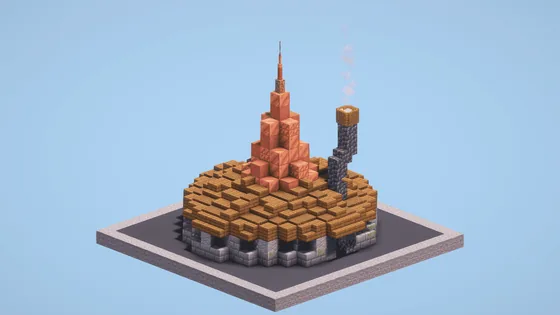 Rounded Medieval House 2 Build Minecraft schematic