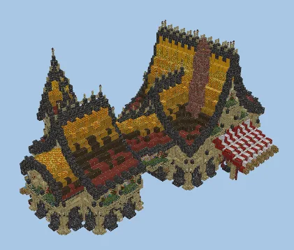 Rustic Colorful Medieval Inn and Farmhouse Minecraft schematic preview
