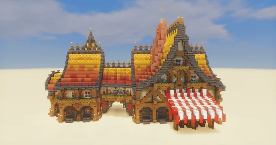 Rustic Colorful Medieval Inn and Farmhouse Minecraft schematic
