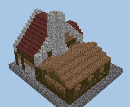 Rustic Farmhouse with Shop and Garden Minecraft schematic