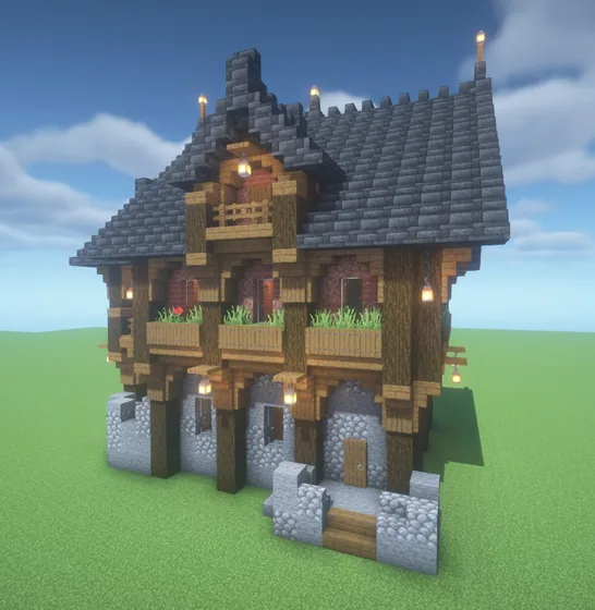 Rustic Granite Brick House Minecraft schematic