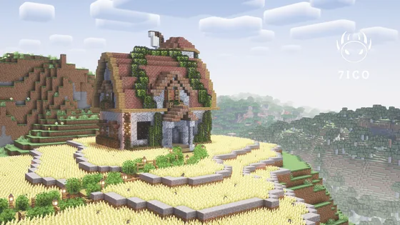 Rustic Hillside Mill House Minecraft schematic