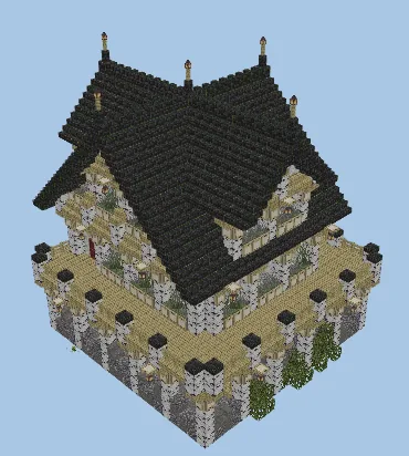 Rustic House With Wrap-Around Patio Minecraft schematic