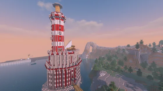 Seaside Lighthouse Tower Minecraft schematic