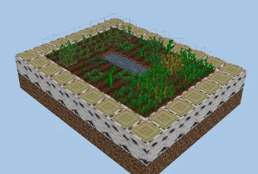 Simple 9x7 Farm Plot Minecraft schematic preview