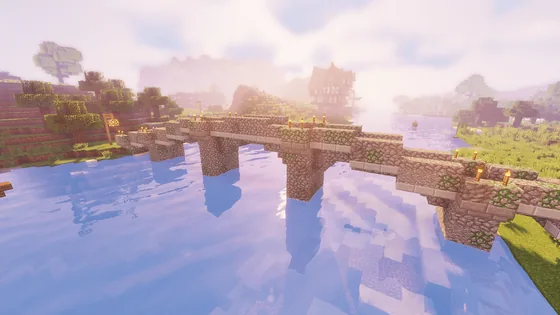 Simple Stone River Bridge Minecraft schematic
