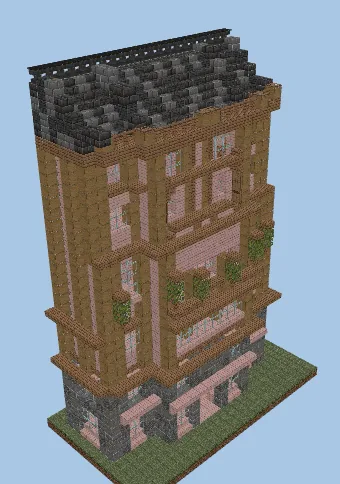 Six-Story Wooden Apartment Building Minecraft schematic