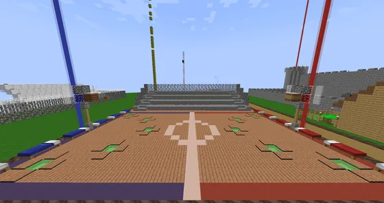 Slime Block Basketball Court With Scoreboard Minecraft schematic