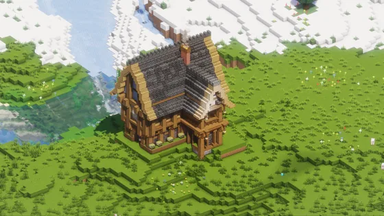 Small Medieval Starter House Design Minecraft schematic