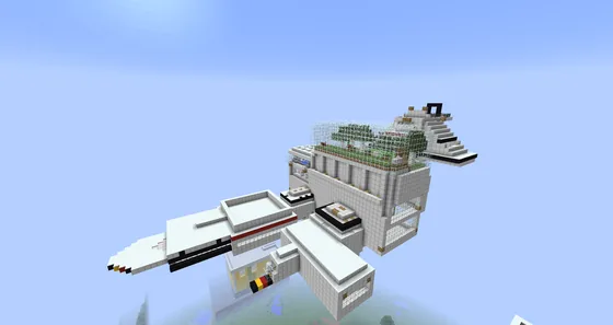 Spacious Futuristic Sky Base Minecraft schematic