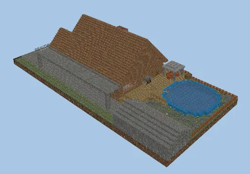 Spacious Home With Pool And Detached Shed Minecraft schematic