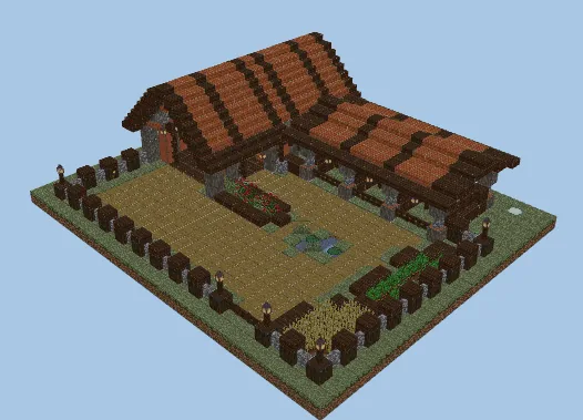 Spacious Oak Barn for Survival Minecraft schematic