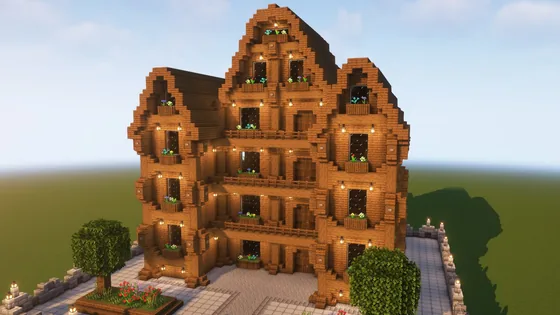 Spruce Mansion Exterior Minecraft schematic