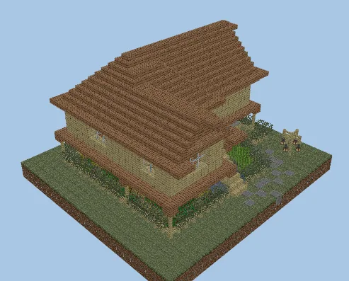Spruce Oak Starter House With Lake Farm Minecraft schematic