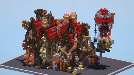 Steampunk Medieval Red House Minecraft schematic