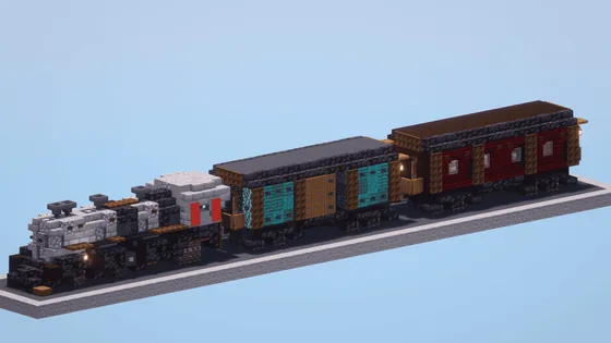 Steampunk Steam Train Vehicle Minecraft schematic