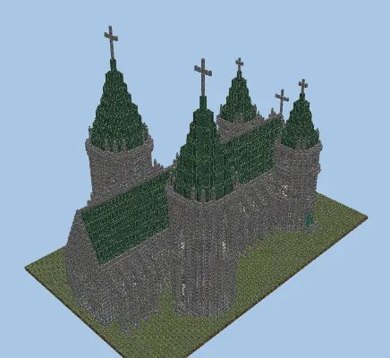 Stone Brick Dark Prismarine Cathedral Minecraft schematic