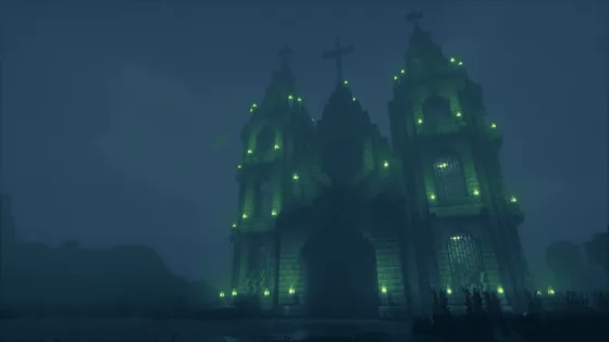 Stone Brick Dark Prismarine Cathedral Minecraft schematic