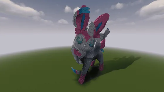 Sylveon Fairy Type Pokemon Statue Minecraft schematic