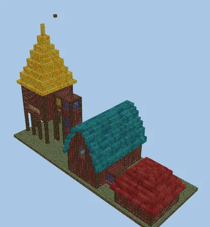 Three Connected House Structures Minecraft schematic preview
