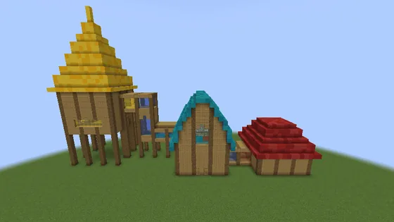 Three Connected House Structures Minecraft schematic